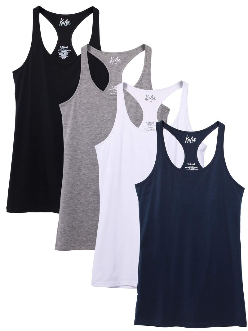 Kalon Women's 4-Pack Racerback Shelf Bra Camisole Base Layer (Medium, Basics) - Image 1